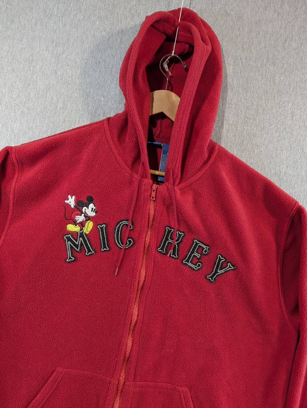 Disney Mickey Mouse Fleece Full Zip Hoodie Women's XL Red Black